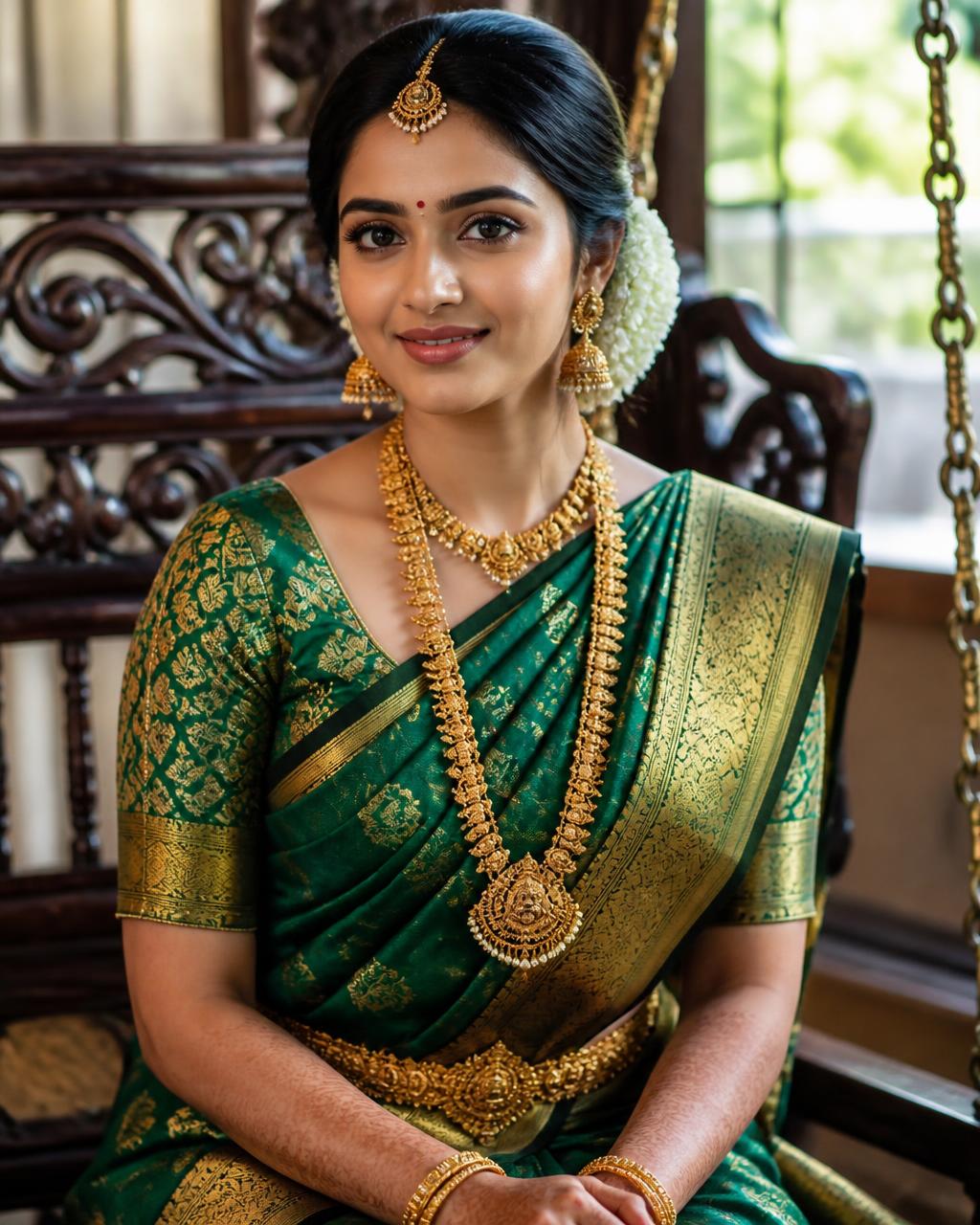 Emerald-Green-Bridal-Look mit Jasmin