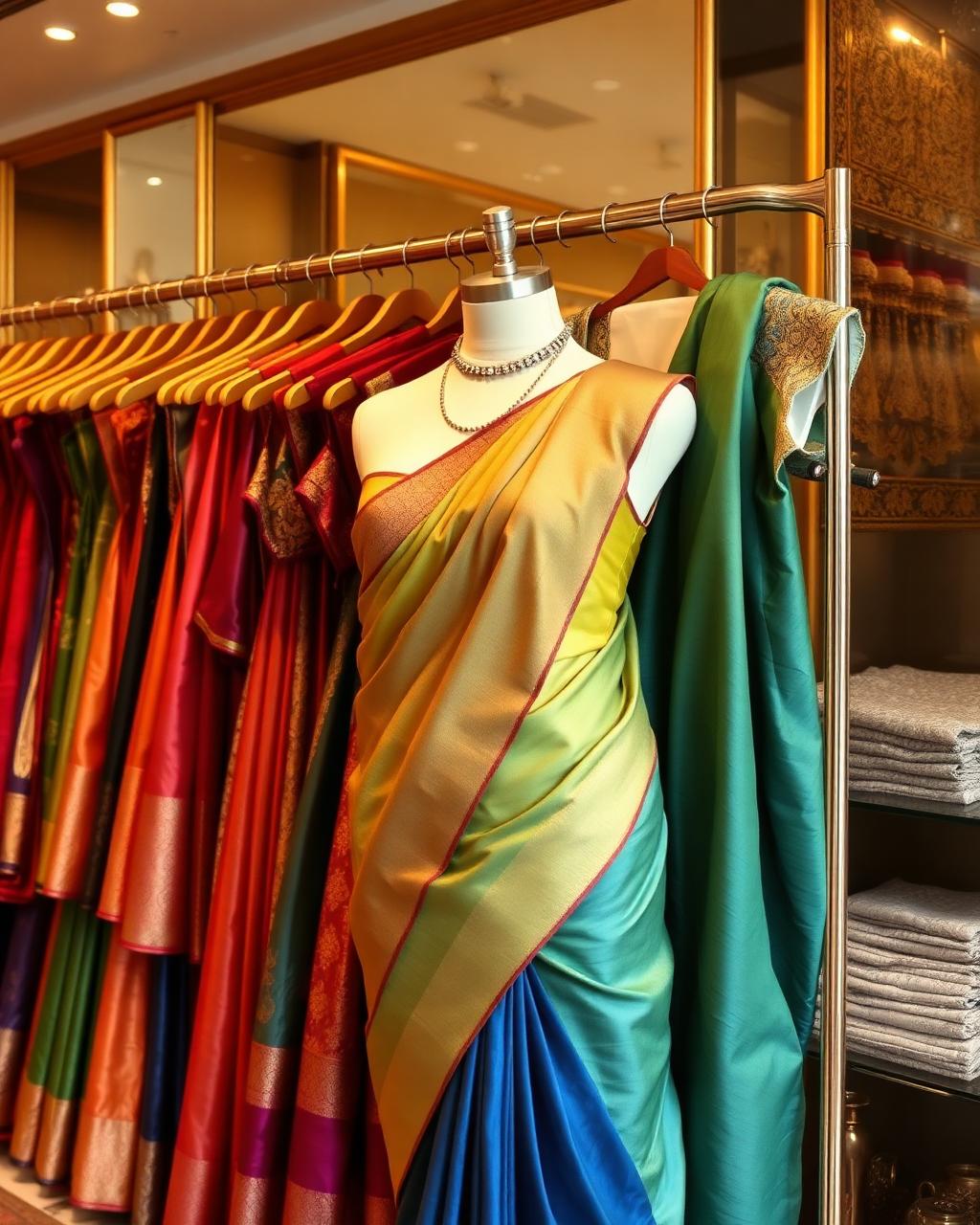 Sarees und Kleider in der Boutique